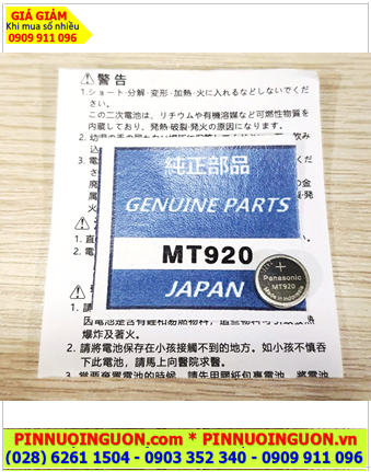 Panasonic MT920 (Genuine Parts), Pin sạc 3v Lithium MT920 (1.5v /1.8v-2.6v, 5mAh), Xuất xứ Indonesia